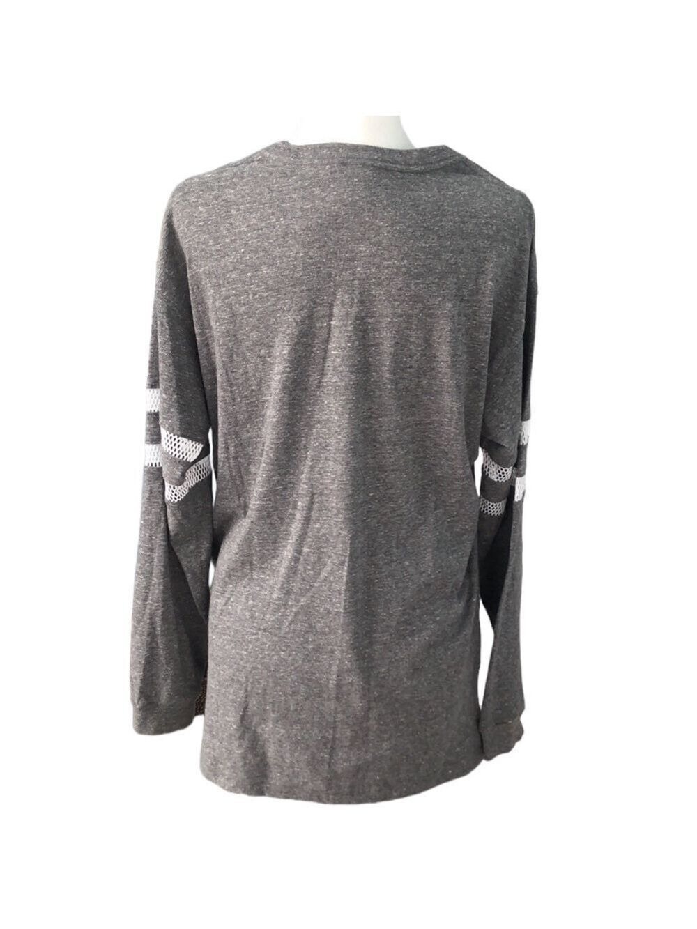 Victoria's Secret Pink Bling Campus Long Sleeve Tee Heather Gray Rose Gold Small - Picture 5 of 13